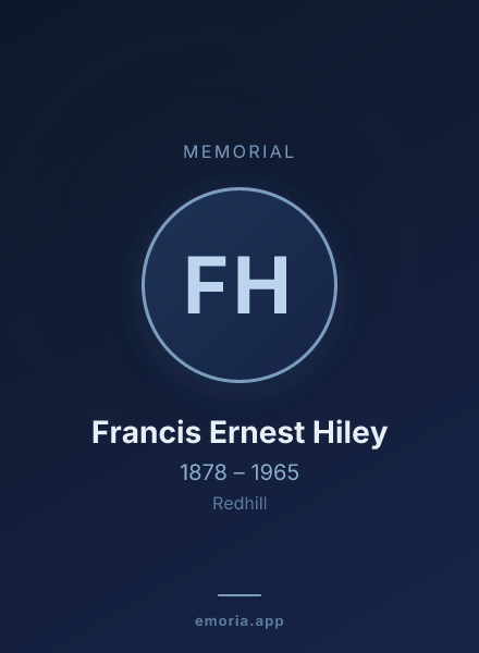 Memorial portrait of Francis Ernest Hiley