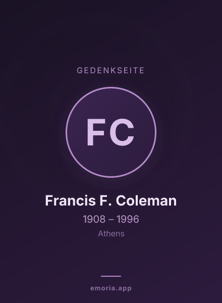 Gedenkportrait von Francis F. Coleman
