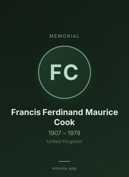 Memorial portrait of Francis Ferdinand Maurice Cook