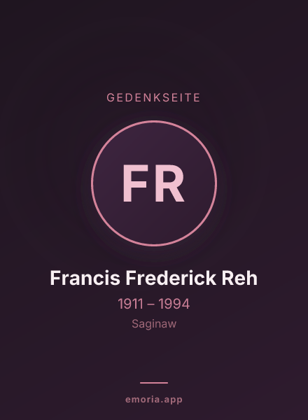 Gedenkportrait von Francis Frederick Reh
