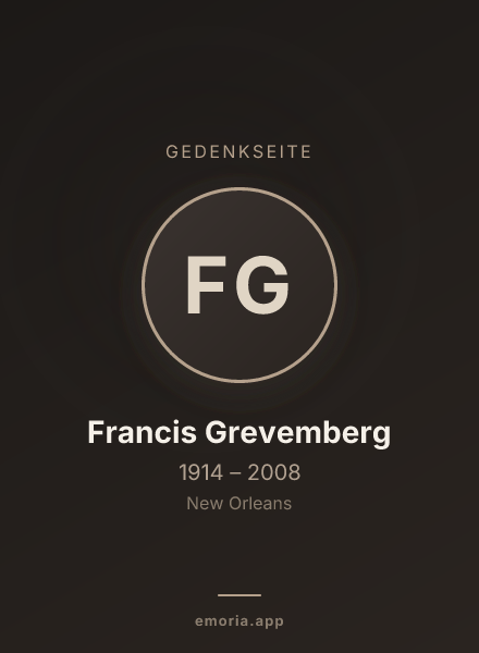 Gedenkportrait von Francis Grevemberg