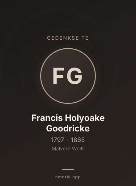 Gedenkportrait von Francis Holyoake Goodricke