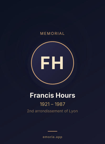 Memorial portrait of Francis Hours