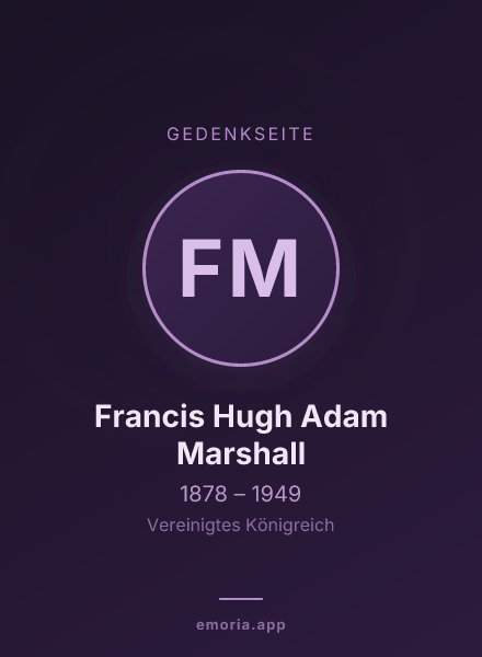 Gedenkportrait von Francis Hugh Adam Marshall