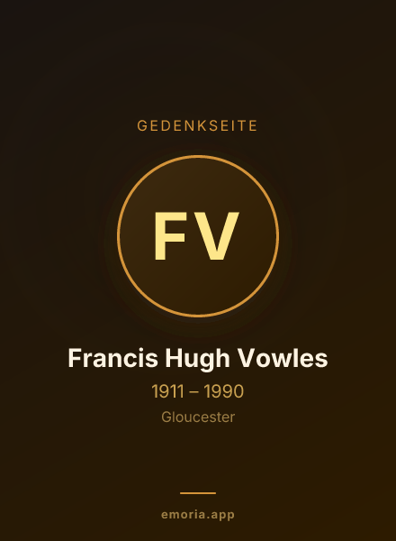 Gedenkportrait von Francis Hugh Vowles