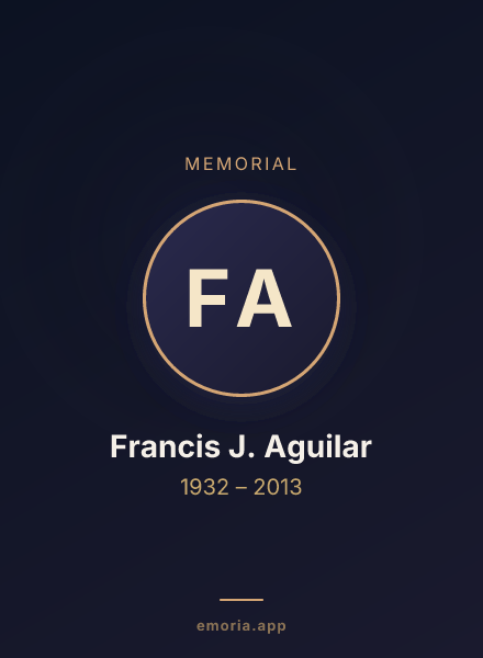 Memorial portrait of Francis J. Aguilar
