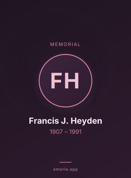 Memorial portrait of Francis J. Heyden