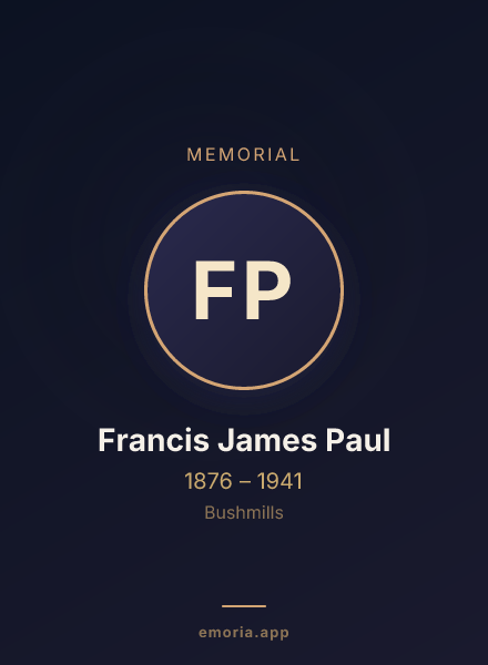 Memorial portrait of Francis James Paul