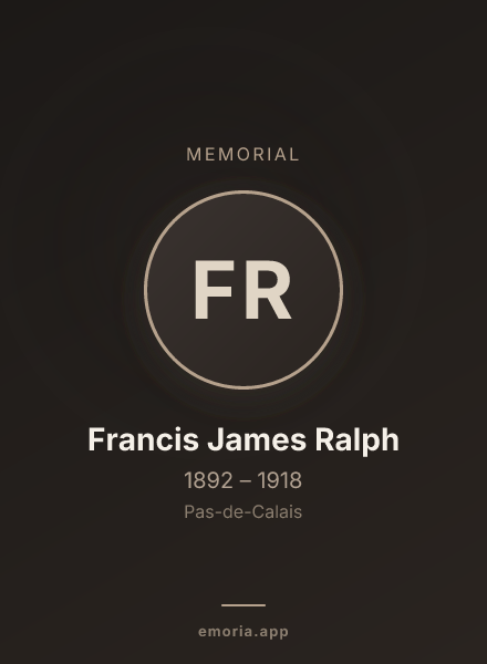 Memorial portrait of Francis James Ralph