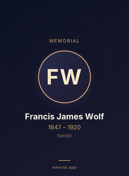 Memorial portrait of Francis James Wolf