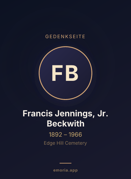 Gedenkportrait von Francis Jennings, Jr. Beckwith