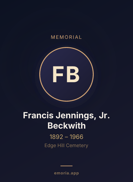 Memorial portrait of Francis Jennings, Jr. Beckwith