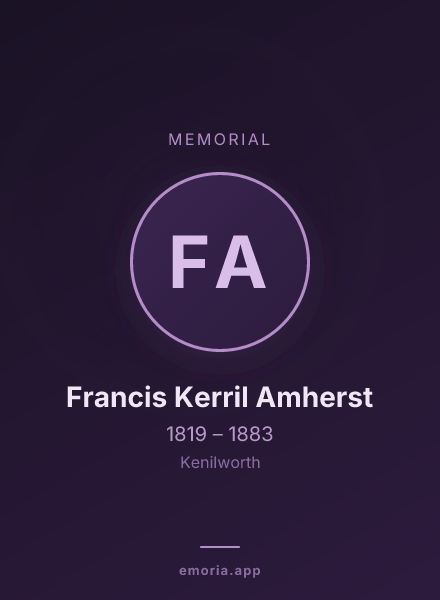 Memorial portrait of Francis Kerril Amherst
