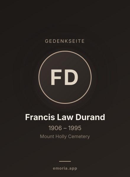 Gedenkportrait von Francis Law Durand