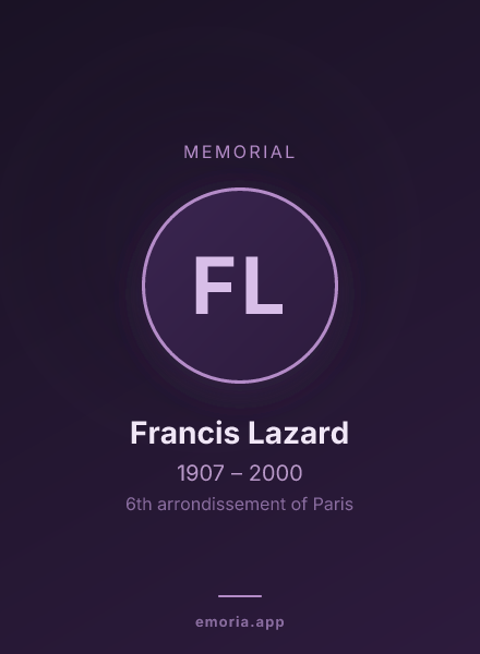 Memorial portrait of Francis Lazard