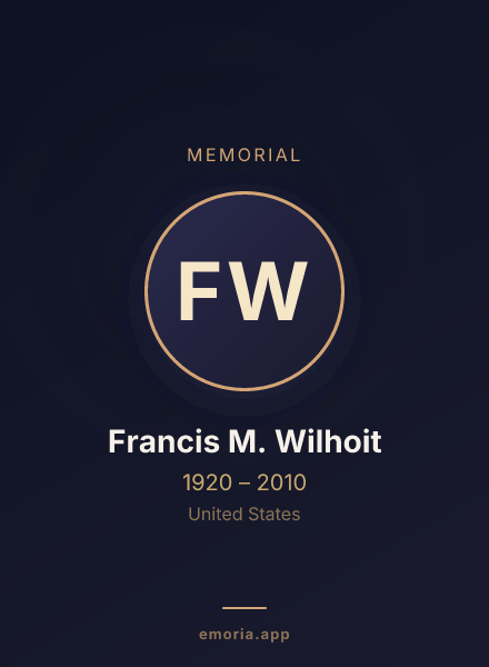 Memorial portrait of Francis M. Wilhoit