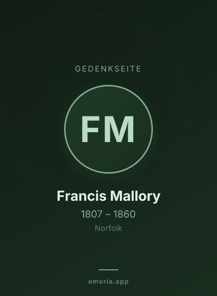 Gedenkportrait von Francis Mallory