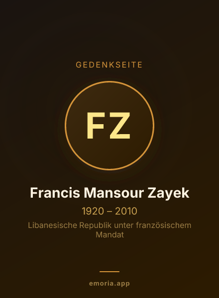 Gedenkportrait von Francis Mansour Zayek