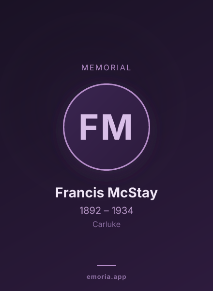Memorial portrait of Francis McStay