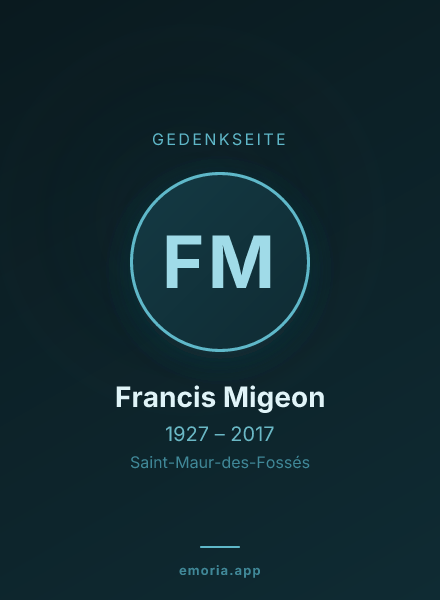 Gedenkportrait von Francis Migeon
