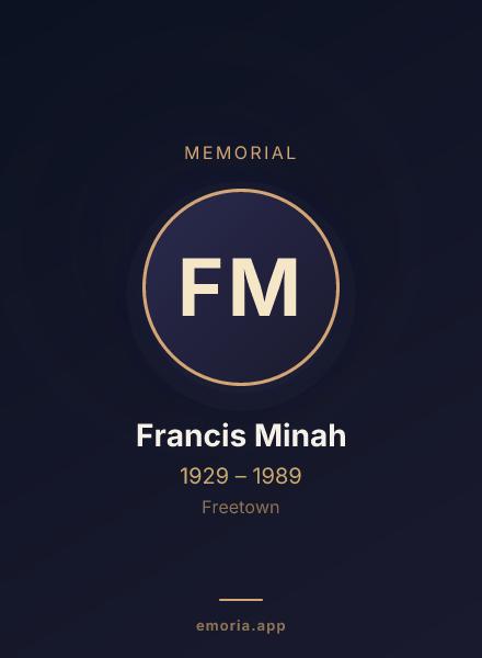 Memorial portrait of Francis Minah