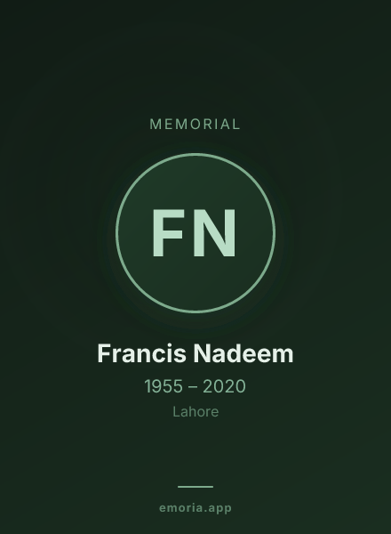 Memorial portrait of Francis Nadeem