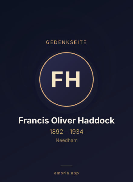 Gedenkportrait von Francis Oliver Haddock