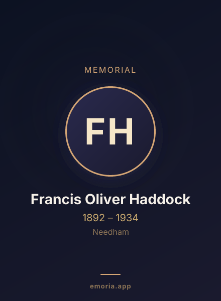 Memorial portrait of Francis Oliver Haddock