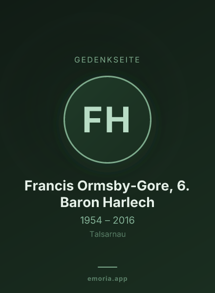 Gedenkportrait von Francis Ormsby-Gore, 6. Baron Harlech