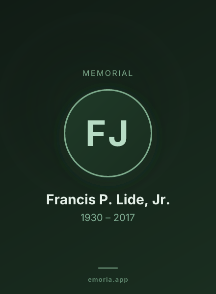 Memorial portrait of Francis P. Lide, Jr.