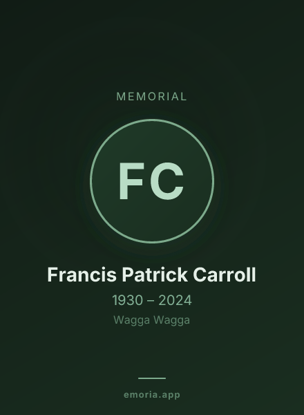 Memorial portrait of Francis Patrick Carroll