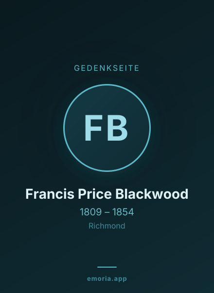 Gedenkportrait von Francis Price Blackwood