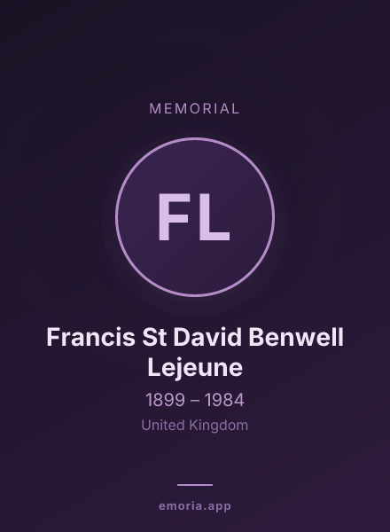 Memorial portrait of Francis St David Benwell Lejeune