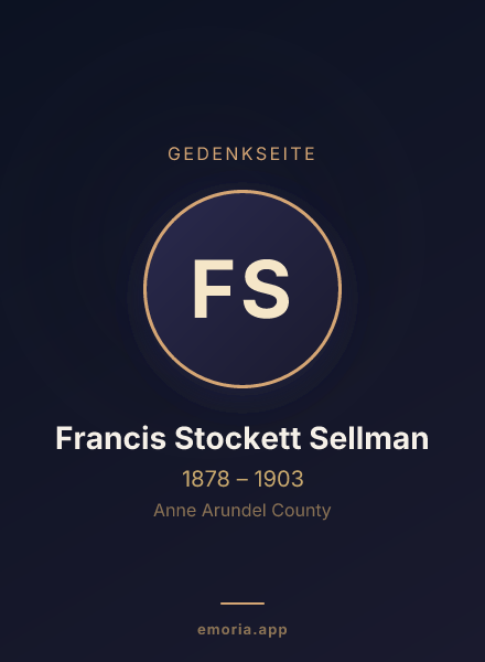 Gedenkportrait von Francis Stockett Sellman