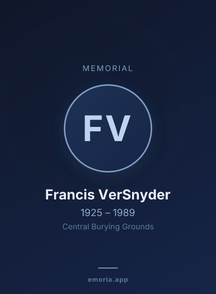 Memorial portrait of Francis VerSnyder