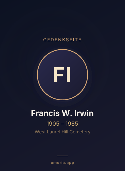 Gedenkportrait von Francis W. Irwin