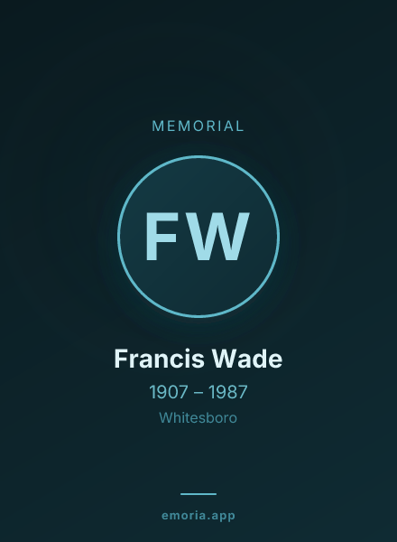 Memorial portrait of Francis Wade