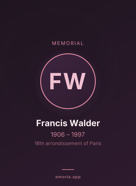 Memorial portrait of Francis Walder
