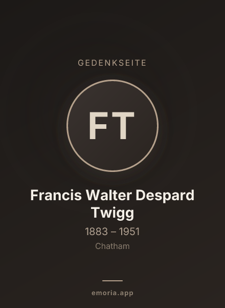 Gedenkportrait von Francis Walter Despard Twigg