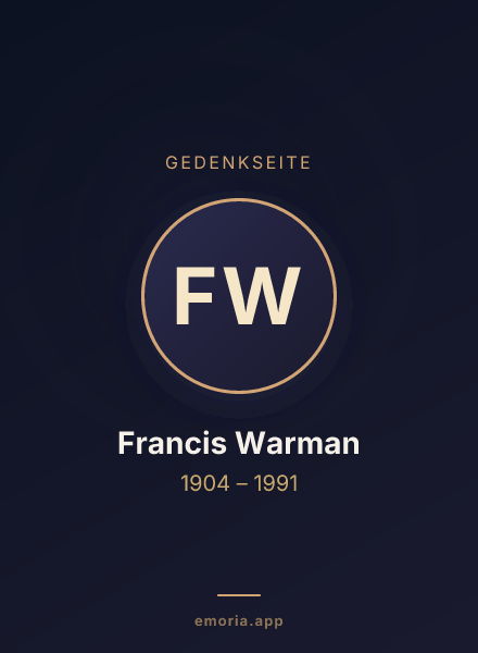 Gedenkportrait von Francis Warman