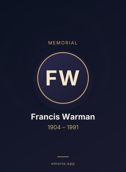 Memorial portrait of Francis Warman