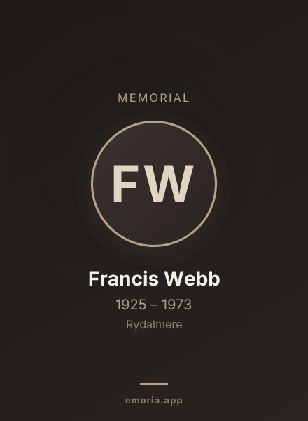 Memorial portrait of Francis Webb