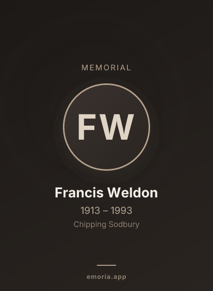 Memorial portrait of Francis Weldon