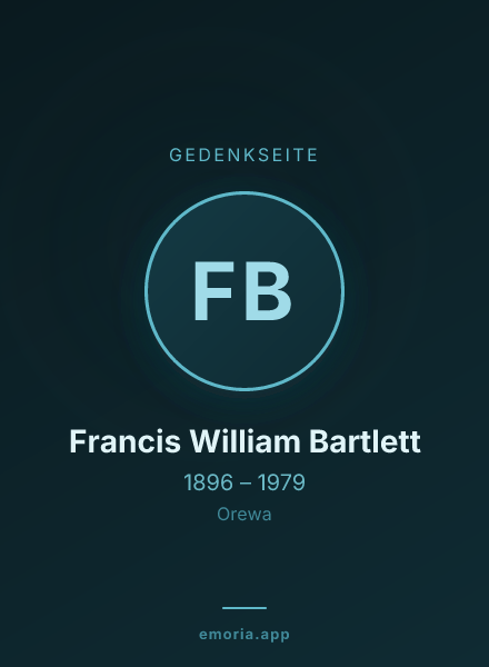 Gedenkportrait von Francis William Bartlett