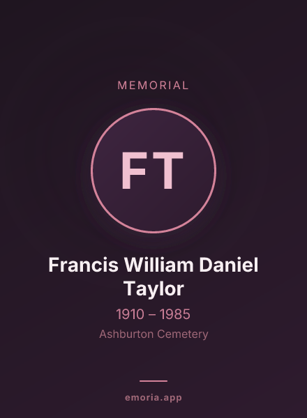 Memorial portrait of Francis William Daniel Taylor