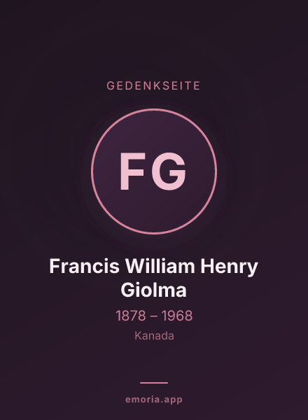 Gedenkportrait von Francis William Henry Giolma