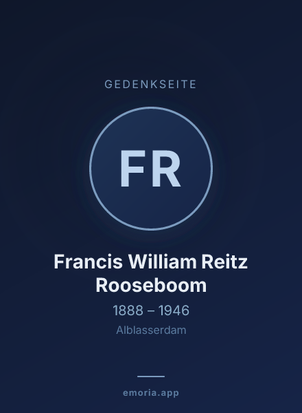 Gedenkportrait von Francis William Reitz Rooseboom