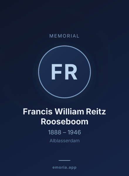 Memorial portrait of Francis William Reitz Rooseboom