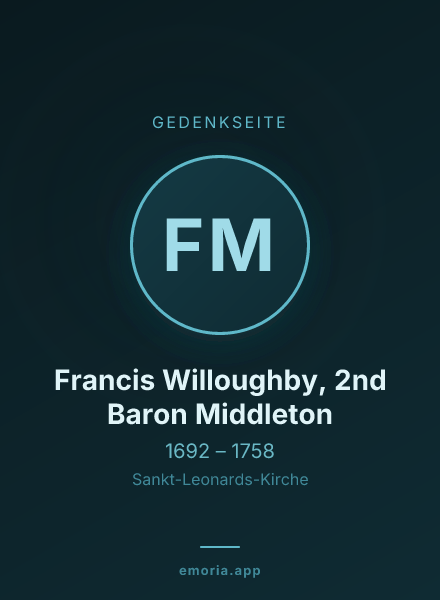 Gedenkportrait von Francis Willoughby, 2nd Baron Middleton