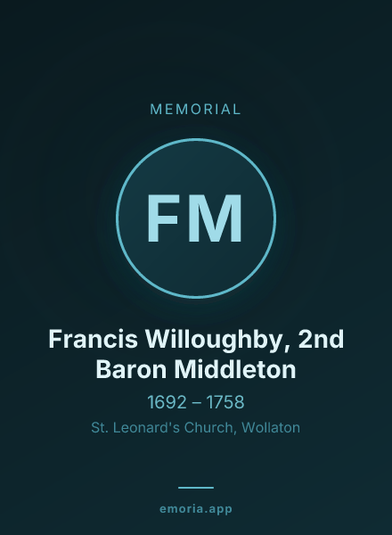 Memorial portrait of Francis Willoughby, 2nd Baron Middleton